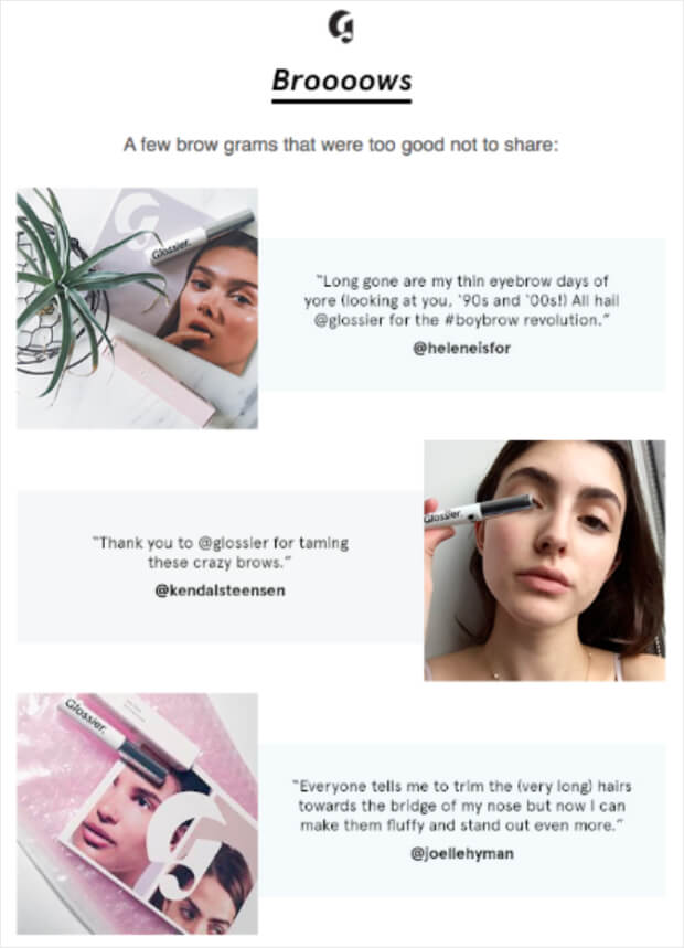 glossier-user-generated-content-email-idea