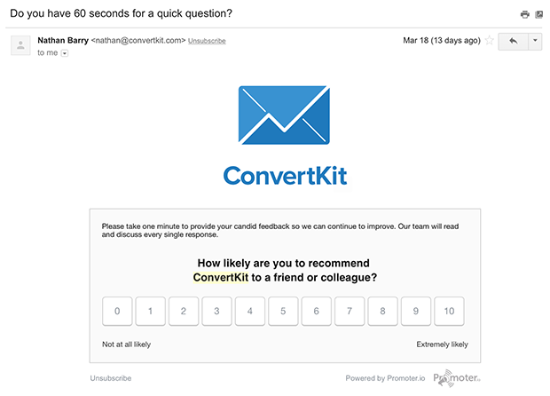 ConvertKit Feedback Email