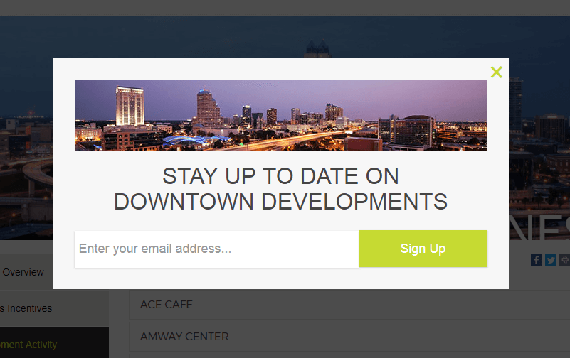 DowntownOrlando adds 4000 subscribers a year using OptinMonster
