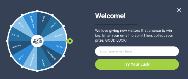 Spinwheel welcome message example