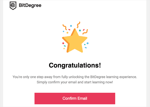 transactional email example subscription confirmation email from BitDegree min